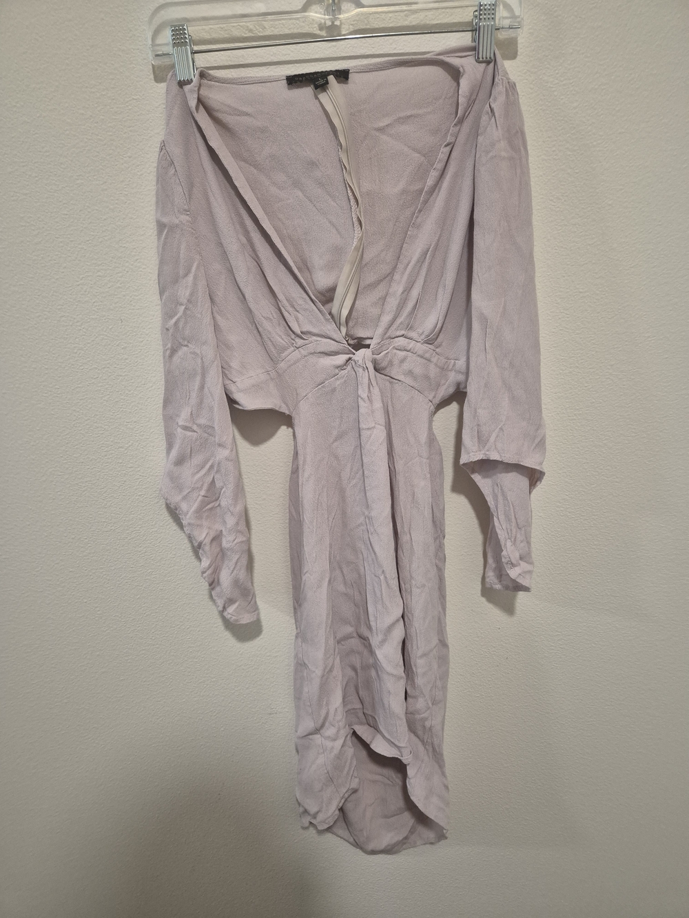 Dance & Marvel Lilac Plunge V-Neck Cut Out Long Sleeve Dress L